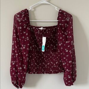 Lush Burgundy Floral Blouse